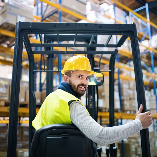 Man-on-forklift